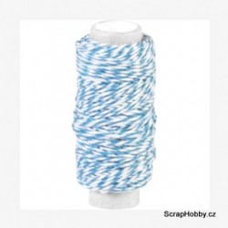 Dvoubarevný stáčený provázek - Modro - bílý