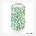Dvoubarevný stáčený provázek - Zeleno - bílý
