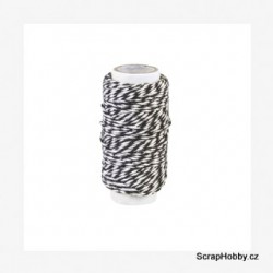 Dvoubarevný stáčený provázek - Černo - bílý