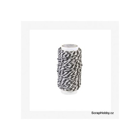 Dvoubarevný stáčený provázek - Černo - bílý