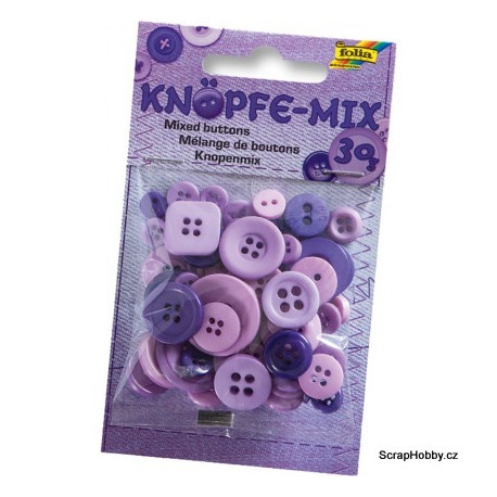 Knoflíčky - mix - 30 g - Fialové