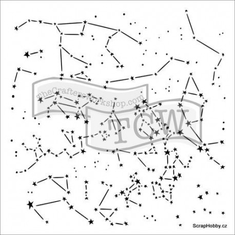 Noční obloha - Šablona - 15,24 x 15,24 cm