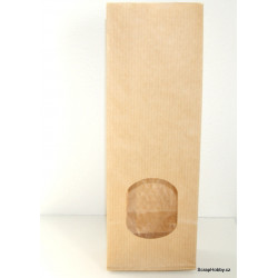 Papírový sáček recyklovaný s plochým dnem a okénkem