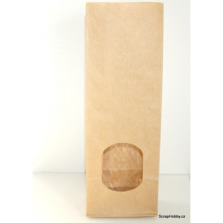 Papírový sáček recyklovaný s plochým dnem a okénkem