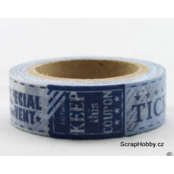 scrap - Washi páska - Vintage - Modrá vstupenka do kina