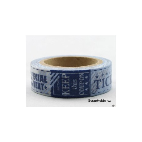 scrap - Washi páska - Vintage - Modrá vstupenka do kina