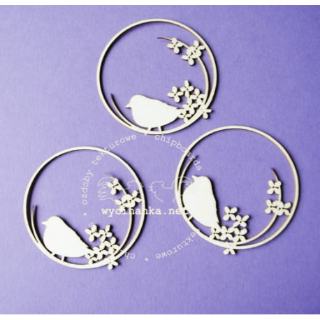 Ptačí kolečka s kytičkami- 3ks